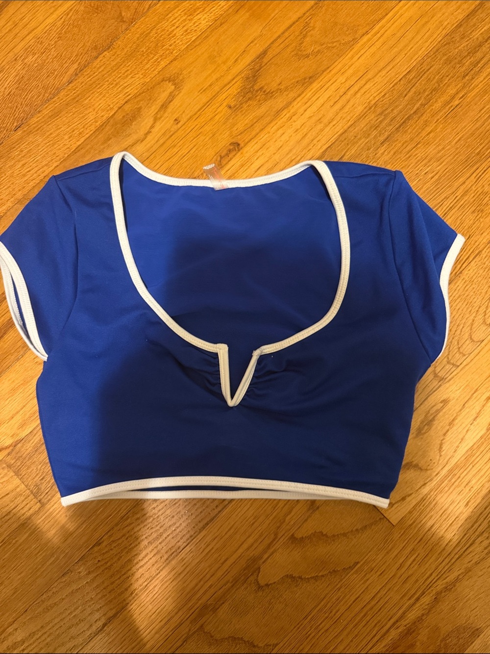 Free People Royal Blue Crop Top with White Trim